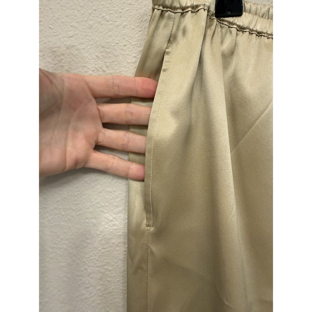 Enza Costa Silk Satin Pantlet Blonde Wide Leg Pull-On Pants - Med - $495 MSRP - Picture 4 of 6
